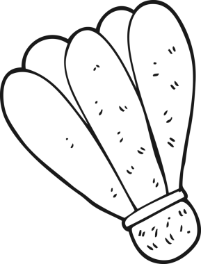 Bir insan tarafından çizilmiş siyah beyaz badminton karikatür.