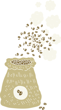 Bir insan tarafından çizilmiş kahve çekirdeğinin düz renk çizimi