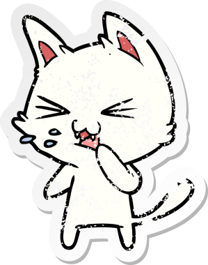 Bir insan tarafından çizilmiş bir çizgi film kedisinin sıkıntılı çıkartması.