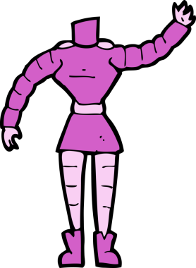 karikatür kadın robot vücudu (bir insan tarafından çizilen ve eşleştirilen karikatürler)