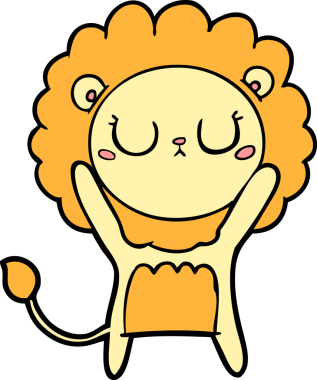 Bir insan tarafından çizilmiş çizgi film aslanı.