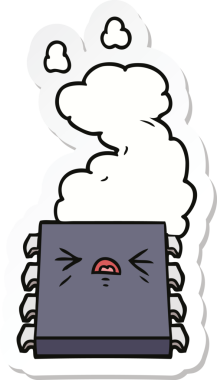 Bir insan tarafından çizilmiş aşırı ısınan bilgisayar çipinin çıkartması.