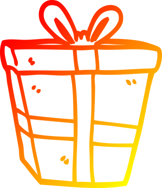 Bir insan tarafından çizilmiş bir çizgi film hediyesinin sıcak çizgi çizimi