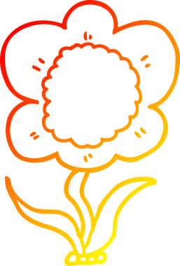 Bir insan tarafından çizilmiş karikatür çiçeğinin sıcak çizgi çizimi