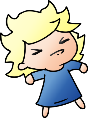 Bir insan tarafından çizilmiş sevimli bir kawai kızının gradyan çizimi.