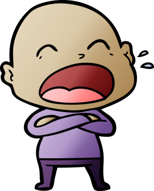 Bir insan tarafından çizilmiş kel adam diye bağıran çizgi film.