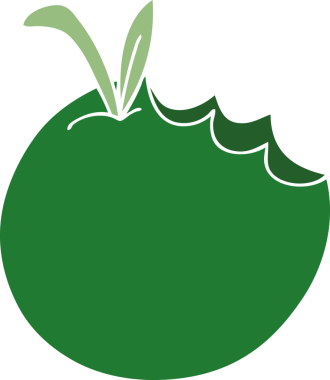 Bir insan tarafından çizilmiş tuhaf bir çizgi film elması.