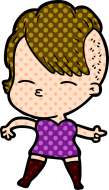 Bir insan tarafından çizilmiş şaşı çizgi film kızı.