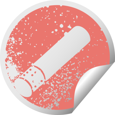 Bir insan tarafından çizilmiş sigara çubuğunun sıkıntılı, dairesel soyma etiketi.