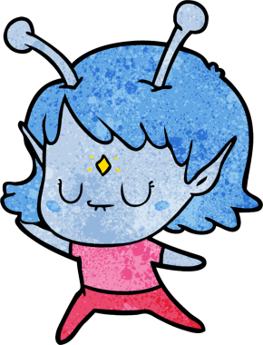 Bir insan tarafından çizilmiş uzaylı kız.