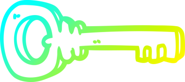 Bir insan tarafından çizilmiş bir karikatür metal anahtarının soğuk eğimli çizimi