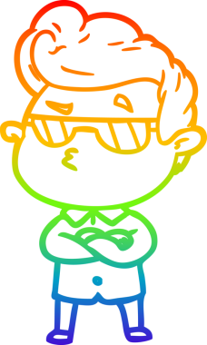 Gökkuşağı gradyan çizimi. Bir insan tarafından çizilmiş havalı bir adamın çizimi.