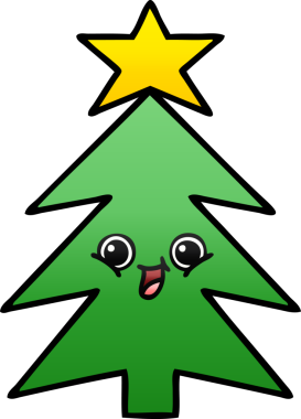 Bir insan tarafından çizilmiş bir noel ağacının gölgeli karikatürü.