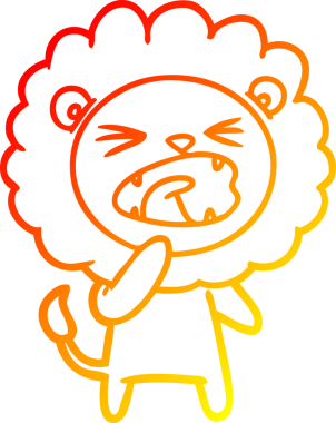 Bir insan tarafından çizilmiş kızgın bir aslanın sıcak çizgi çizimi.