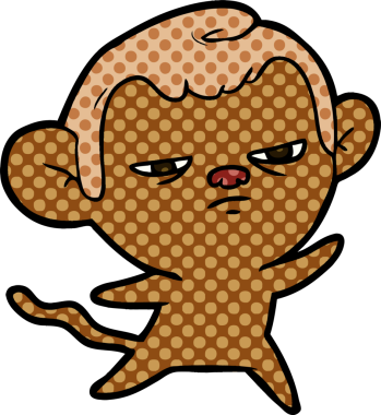 Bir insan tarafından çizilmiş sinir bozucu bir maymun.