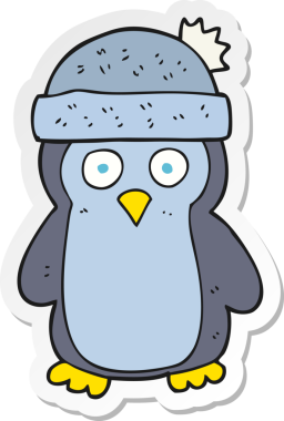 Bir insan tarafından çizilmiş karikatür pengueni çıkartması.