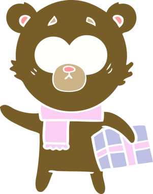 gergin noel ayısı düz renkli çizgi film bir insan tarafından çizildi