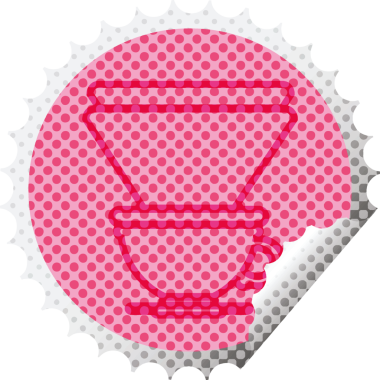 Bir insan tarafından çizilmiş kahve filtresi dairesel kabuk soyma etiketi