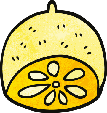 Bir insan tarafından çizilmiş karalama limon meyvesi.