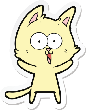 Bir insan tarafından çizilmiş komik bir çizgi film kedisinin çıkartması.