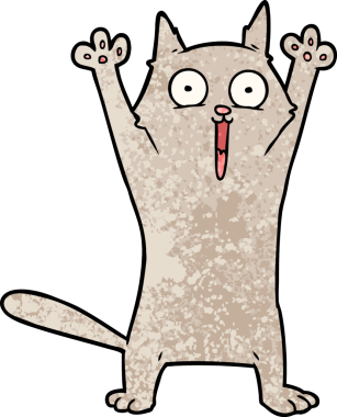 Bir insan tarafından çizilmiş mutlu bir kedi.