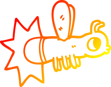 Bir çizgi film böceğinin insan tarafından çizilmiş sıcak çizgi çizimi