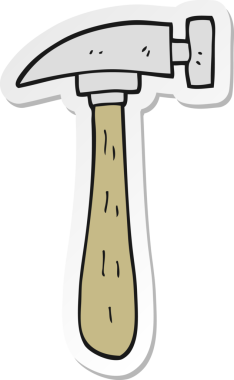 Bir insan tarafından çizilmiş bir karikatür çekicin çıkartması.