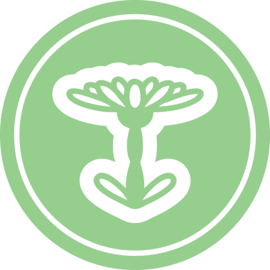 Çiçek açan dairesel simge bir insan tarafından çizilmiş.