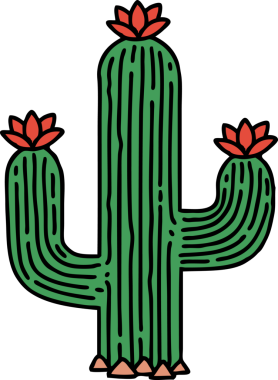 Bir insan tarafından çizilmiş geleneksel bir kaktüs dövmesi.