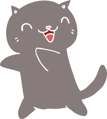 Bir insan tarafından çizilmiş düz renkli çizgi film kedisi