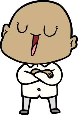 Bir insan tarafından çizilmiş mutlu, kel adam.