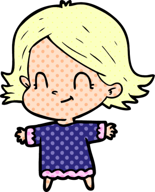 Bir insan tarafından çizilmiş karikatür dostu kız.