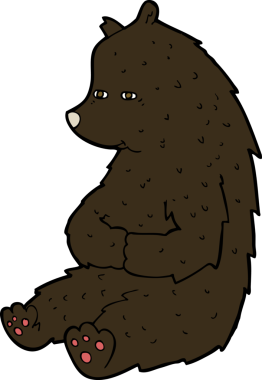 Bir insan tarafından çizilmiş sevimli çizgi film kara ayısı.