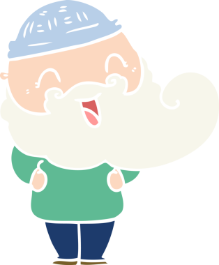 Bir insan tarafından çizilmiş mutlu sakallı adam.