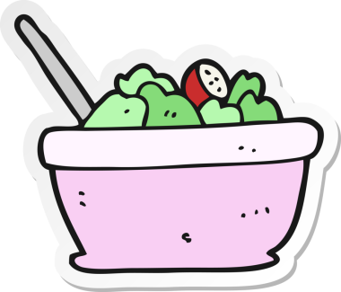 Bir insan tarafından çizilmiş karikatür salatasının çıkartması.