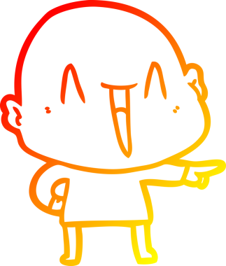 Bir insan tarafından çizilmiş mutlu, kel bir adamın sıcak çizgi çizimi.