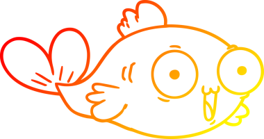 Bir insan tarafından çizilmiş mutlu bir Japon balığının sıcak çizgi çizimi