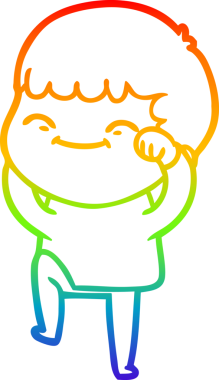 gökkuşağı gradyan çizgi çizimi bir insan tarafından çizilmiş mutlu bir çocuk