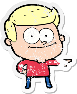 Bir insan tarafından çizilmiş mutlu bir adamın sıkıntılı çıkartması.