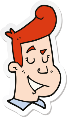 Bir insan tarafından çizilmiş mutlu bir adamın çıkartması.