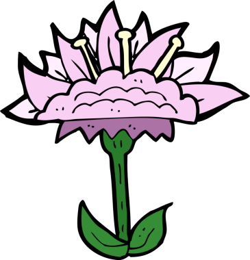 Bir insan tarafından çizilmiş karikatür çiçeği