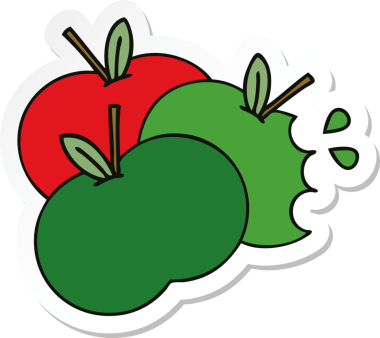 Bir insan tarafından çizilmiş şirin bir çizgi film elmasının çıkartması.