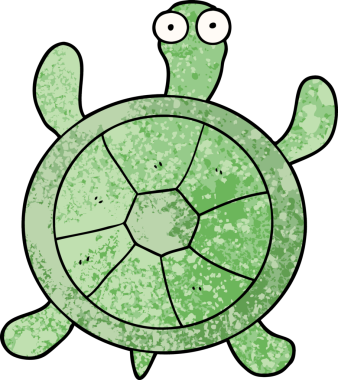 Bir insan tarafından çizilmiş karikatür kaplumbağası.