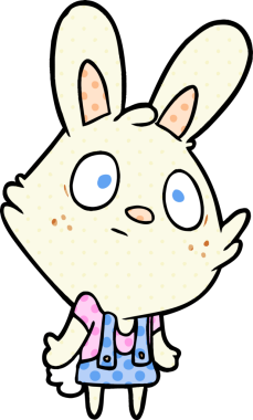 Bir insan tarafından çizilmiş şirin tavşan omuz silkiyor.