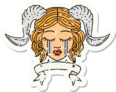 Bir insan tarafından çizilmiş parşömen pankartıyla bağlanmış bir ağlama çıkartması.