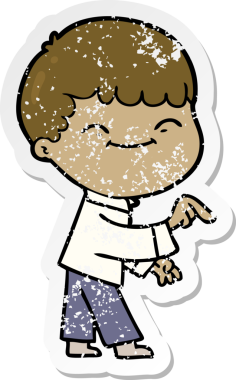 Bir insan tarafından çizilmiş mutlu bir çocuğun sıkıntılı çıkartması.