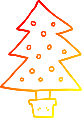 Bir insan tarafından çizilmiş bir karikatür Noel ağacının sıcak gradyan çizimi