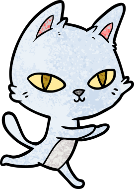 Bir insan tarafından çizilmiş çizgi film kedisi.