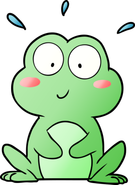 Bir insan tarafından çizilmiş şirin bir kurbağa.