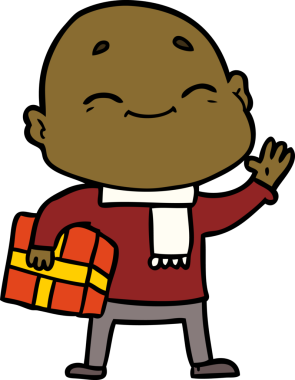 Bir insan tarafından çizilmiş mutlu, kel adam.